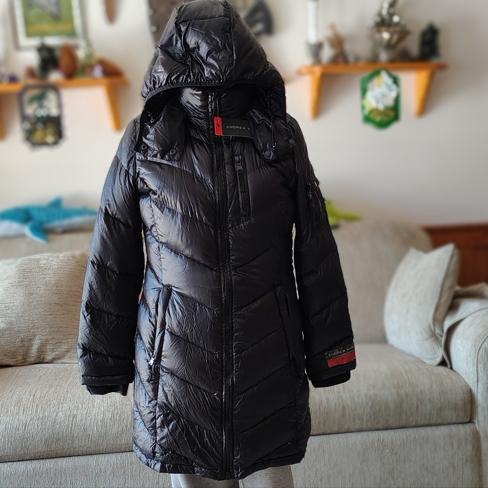Andrew Marc Black Packable Puffer Jacket Medium